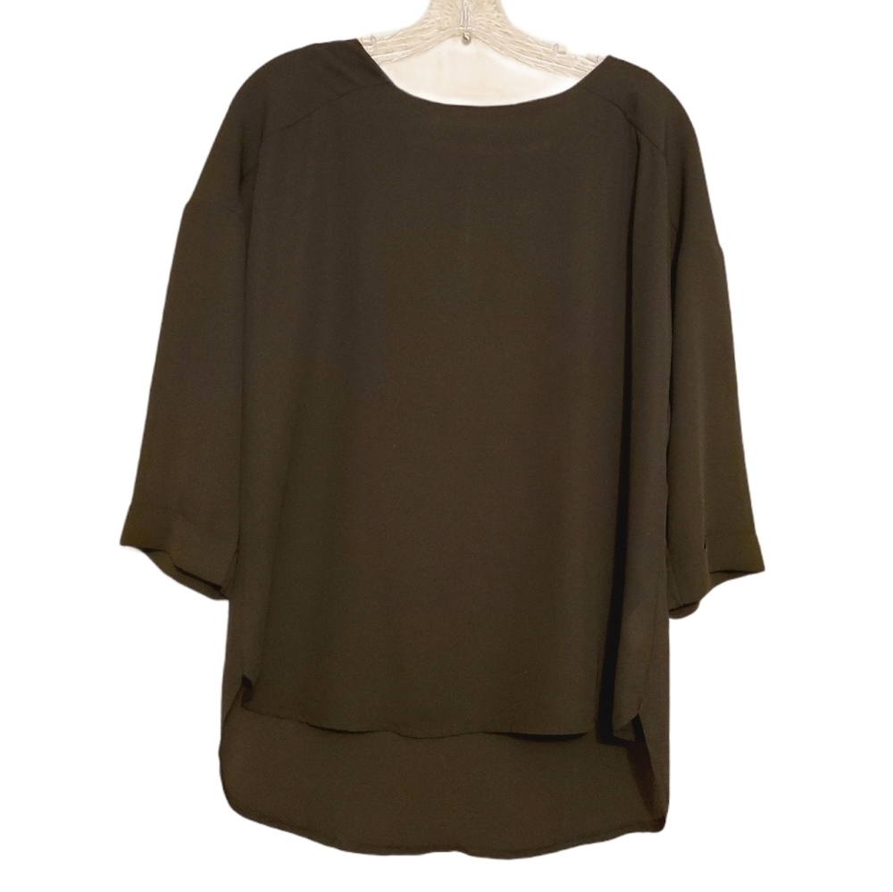 Anthropologie W5 | Women's Black Scoopneck 3/4 Sleeve Blouse (Size Small)